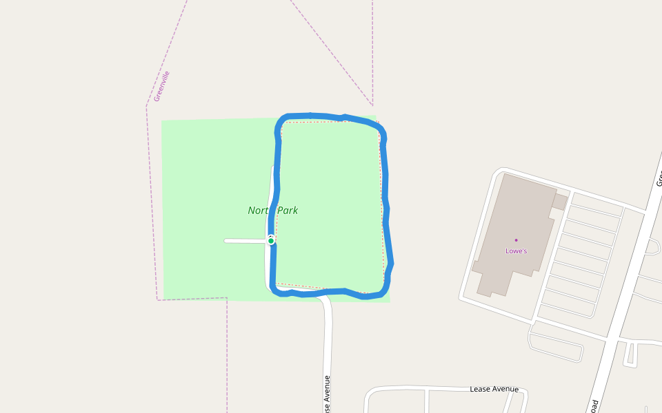 North Park walking route map in Greenville