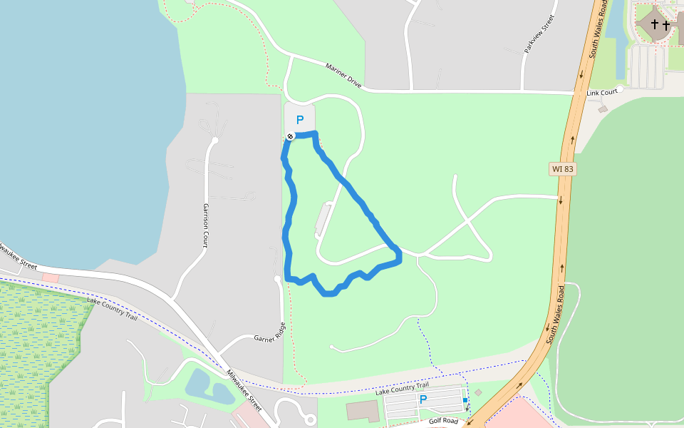 Naga-Waukee County Park walking route map in Delafield