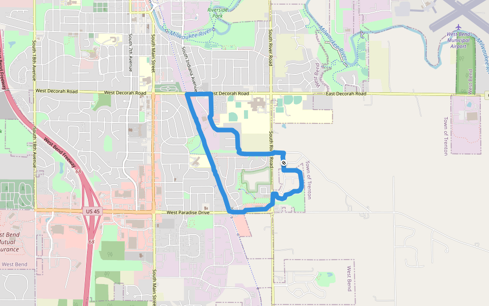 Zigler Park walking route map in West Bend