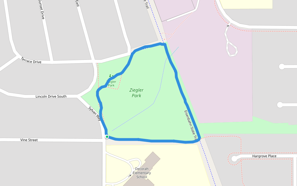 Zigler Park walking route map in West Bend