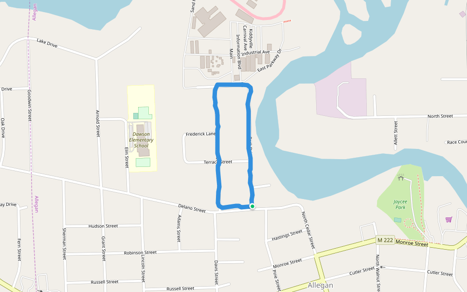 Lake Allegan walking route map in Allegan