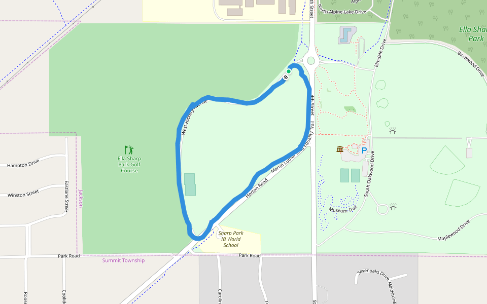 Ella Sharp Park walking route map in Jackson