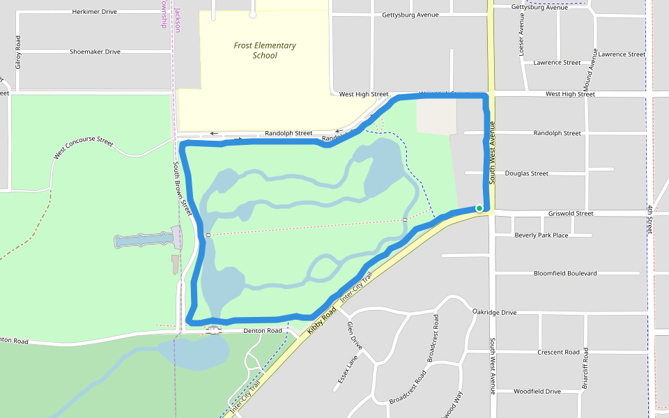 Sparks Foundation County Park walking route map in Jackson