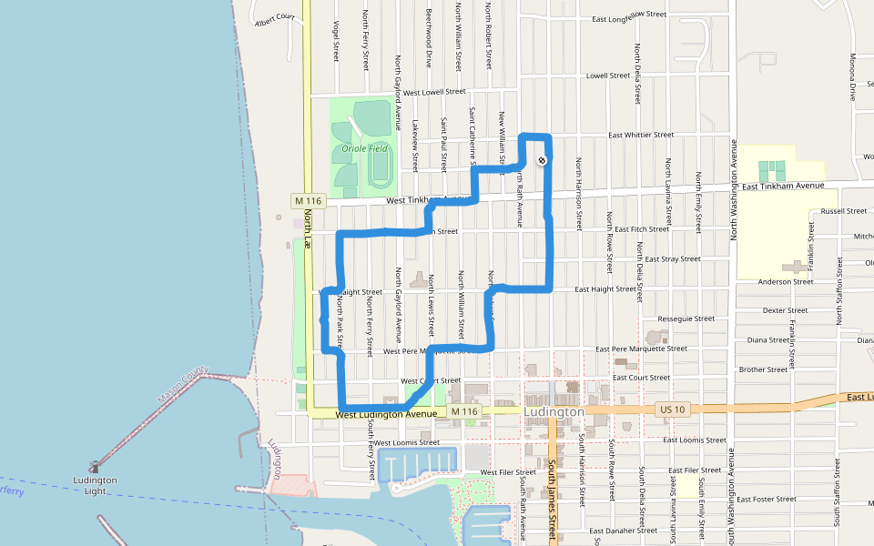 Lakeview School walking route map in Ludington