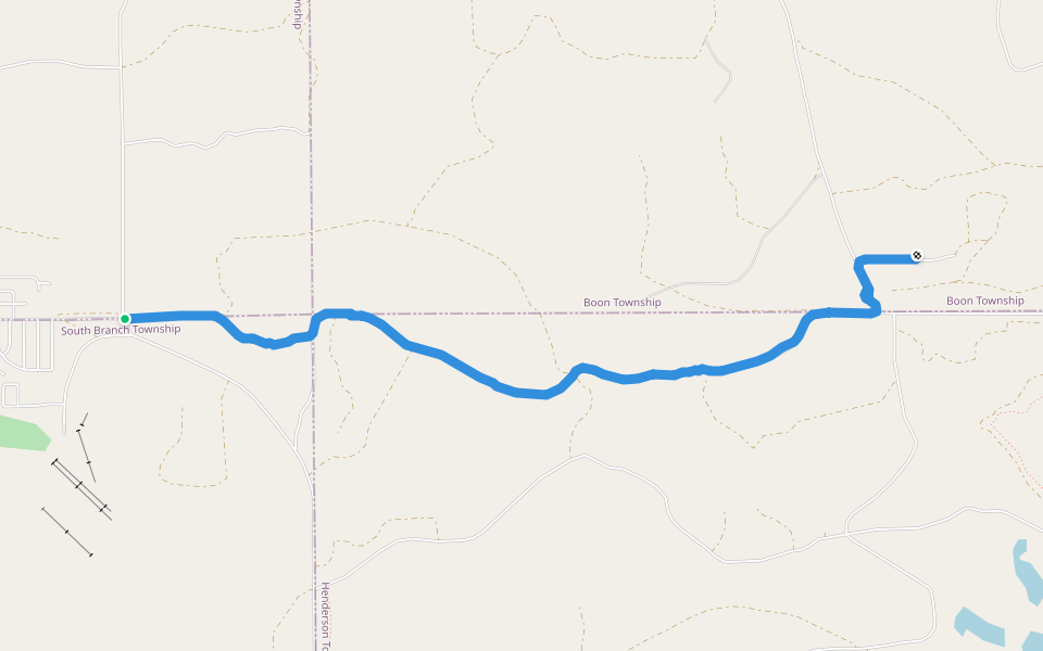 West 38 Road walking route map in Cadillac