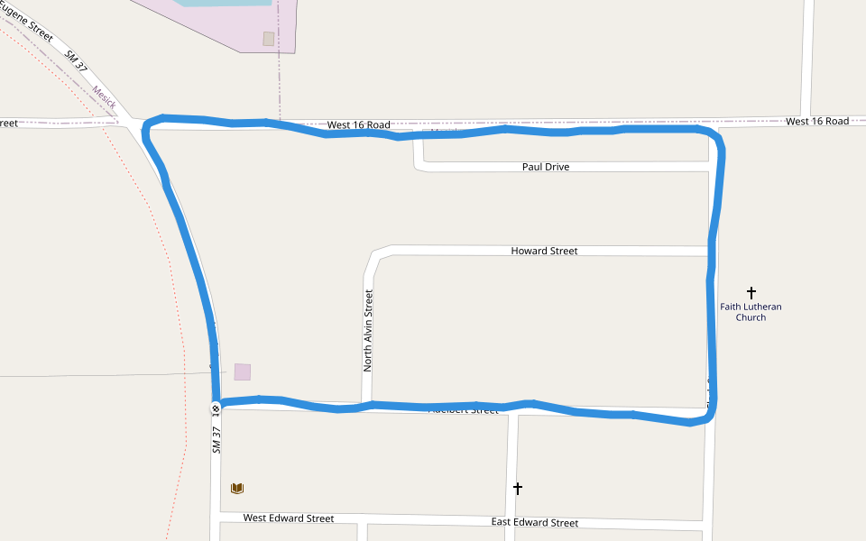 Mesick walking route map in Mesick