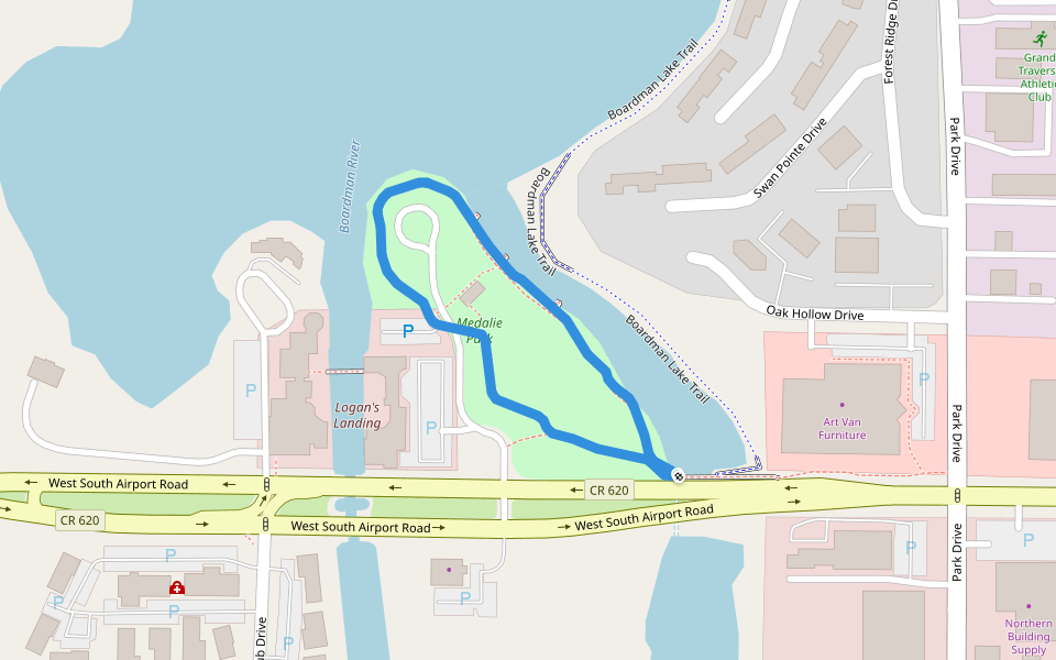 Medalie Park walking route map in Traverse City