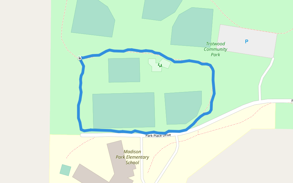 Trotwood Community Park walking route map in Trotwood