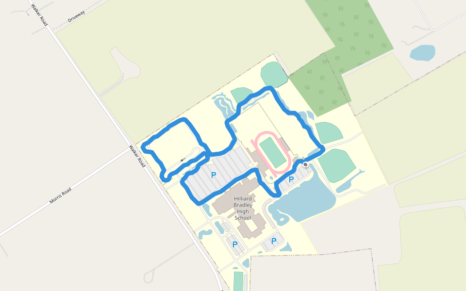 Hilliard Memorial Middle School walking route map in Hilliard
