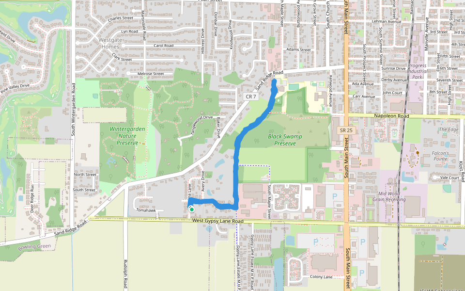 Slippert Elm Trail walking route map in Bowling Green