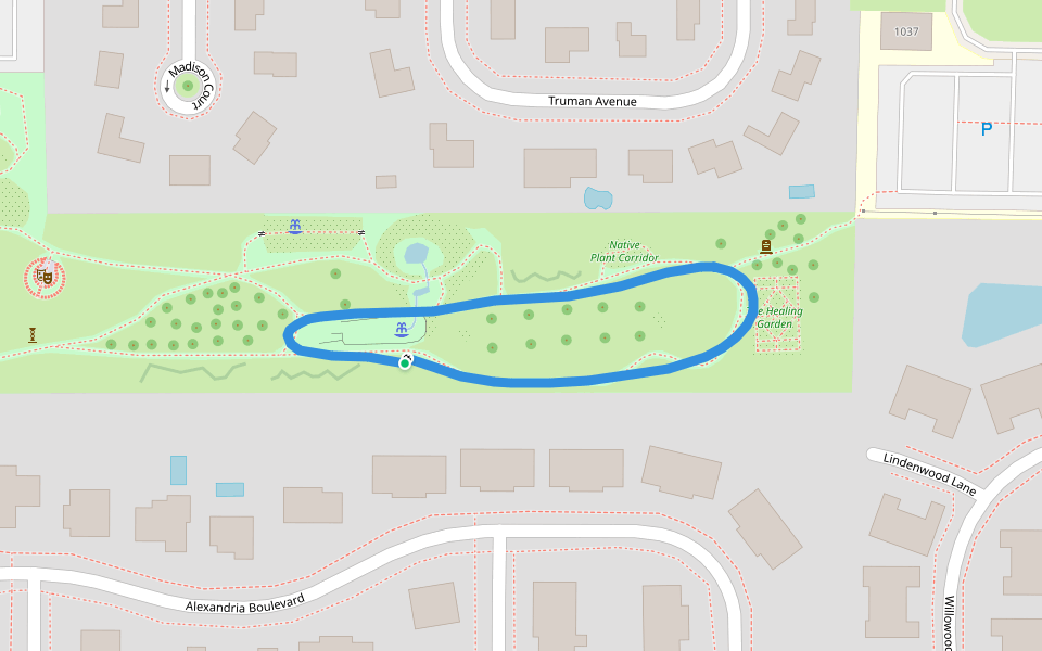 Simpson Garden Park walking route map in Bowling Green