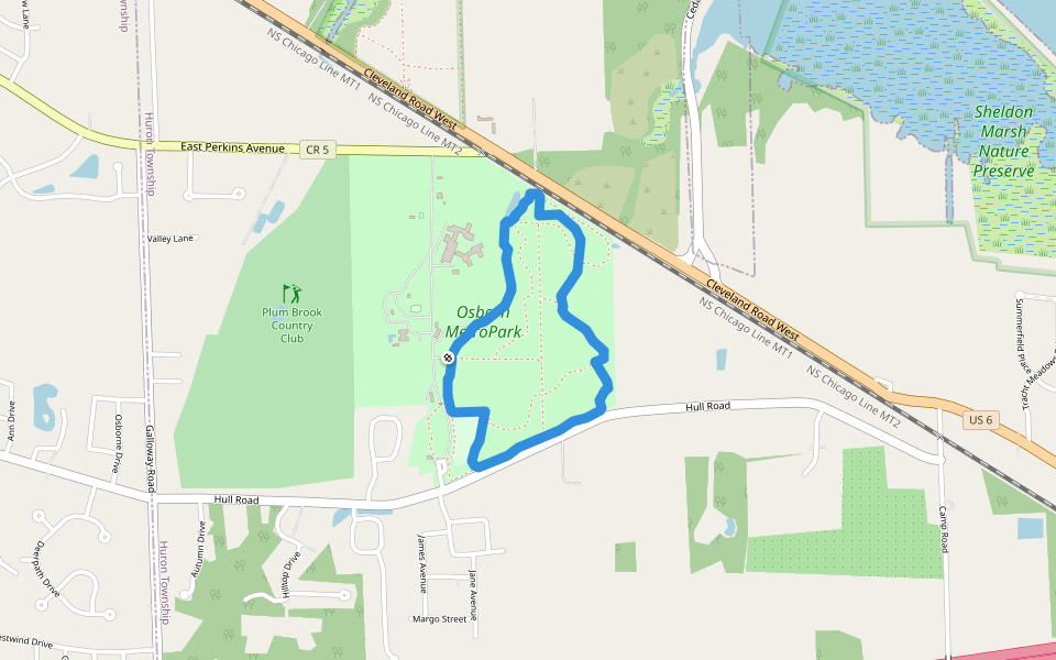 Osborn MetroPark walking route map in Huron