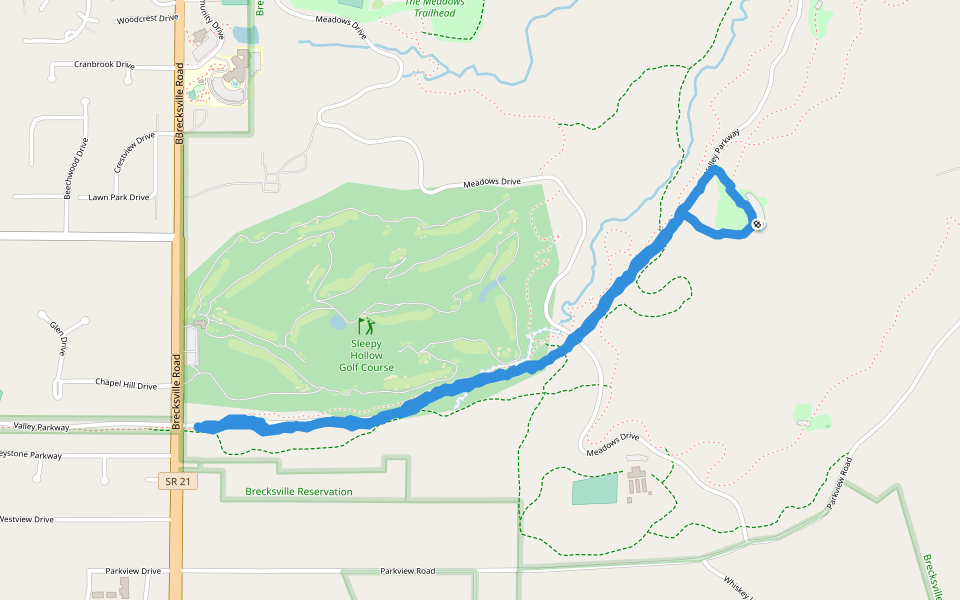 Buckeye Trail walking route map in Brecksville