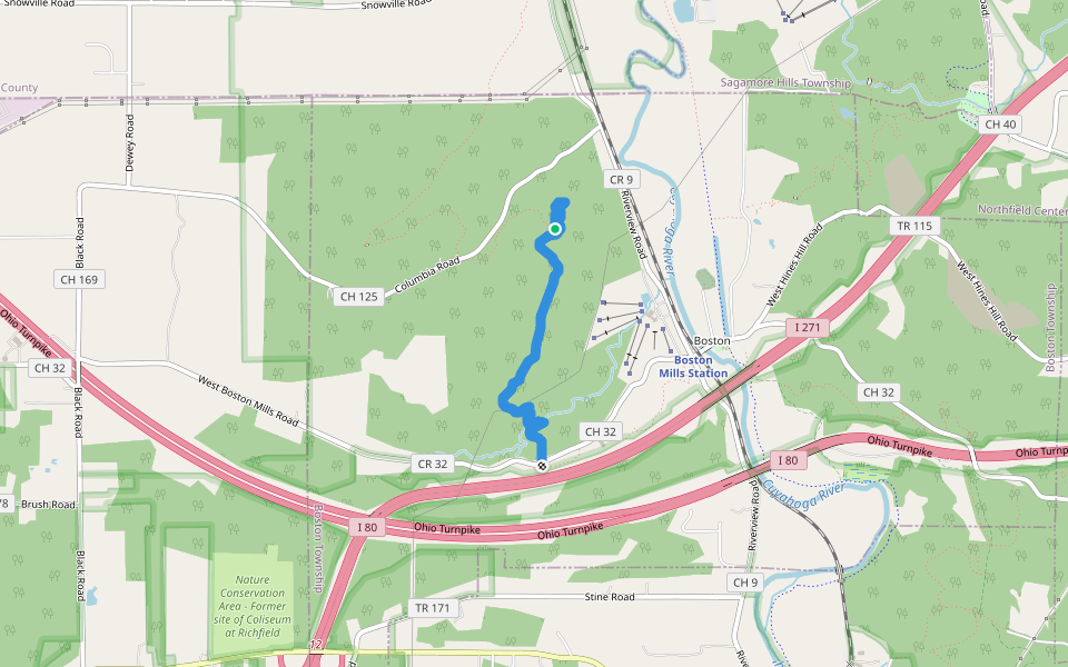 Buckeye Trail walking route map in Richfield