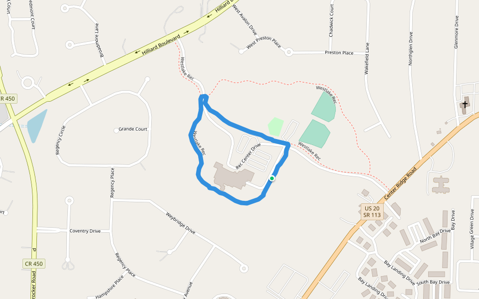 Playground walking route map in Westlake