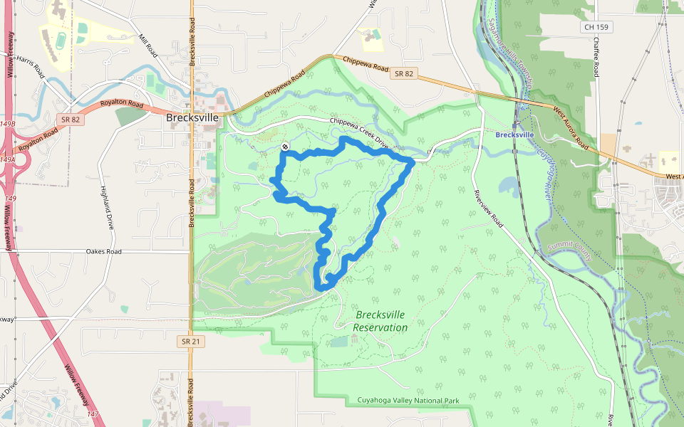 Brecksville Reservation - Deer Lick Cave Trail walking route map in Brecksville