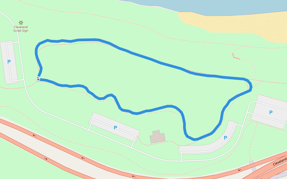 Lakefront Reservation walking route map in Cleveland