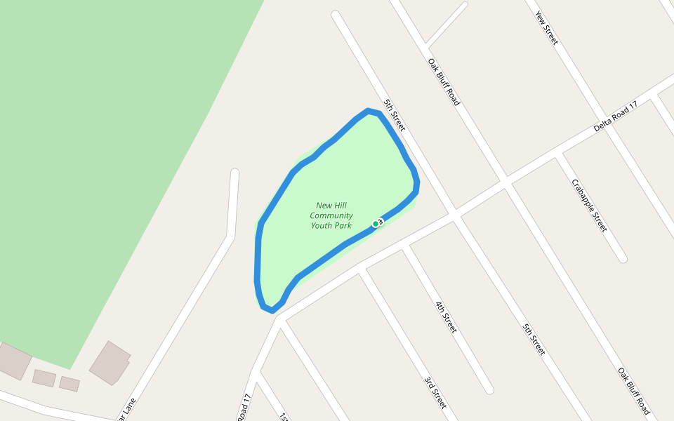 New Hill Community Youth Park walking route map in Maidsville