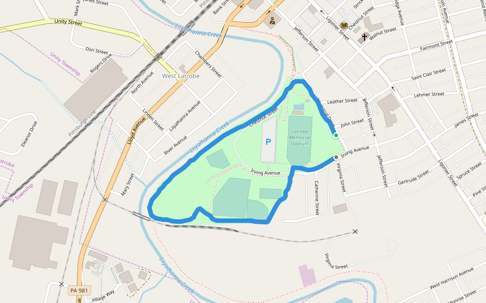 Legion-Kenner Park walking route map in Latrobe