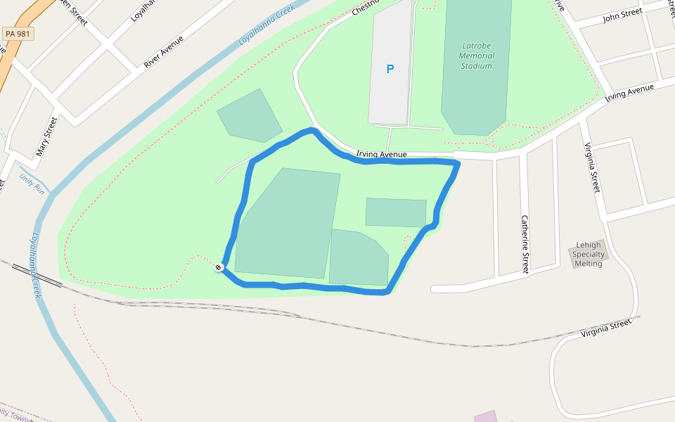 Legion-Kenner Park walking route map in Latrobe