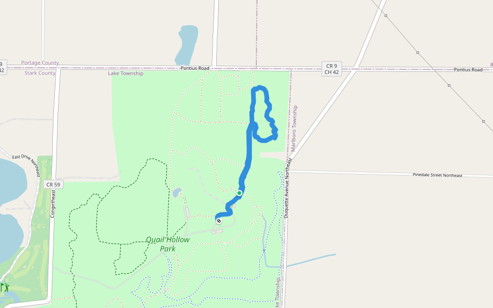 Hiking Path walking route map in Hartville