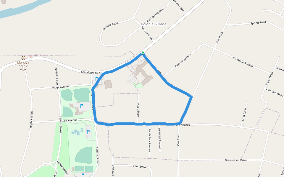 Oil City Senior League Field walking route map in Oil City