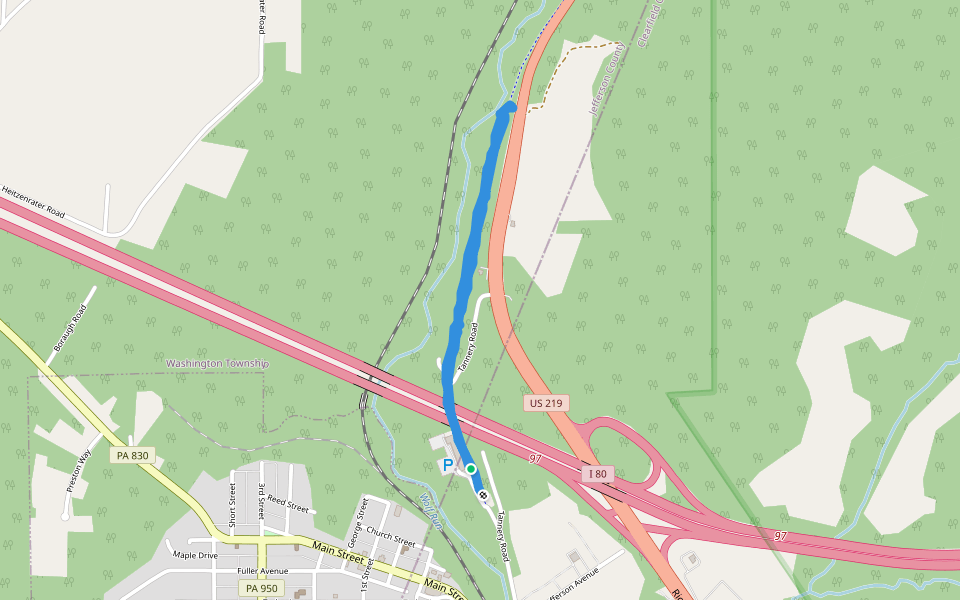 Wolf creek two walking route map in Falls Creek