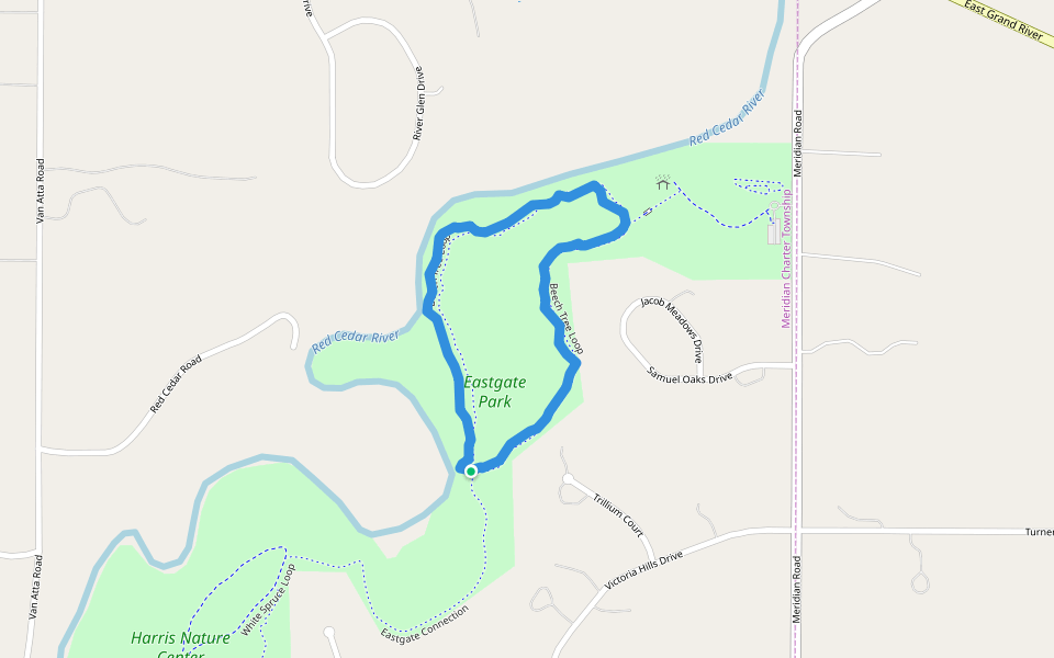 Eastgate Park walking route map in Okemos