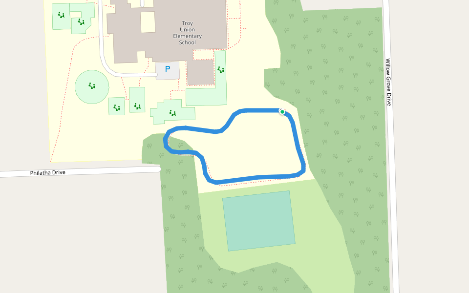 Troy Union Elementary School walking route map in Troy