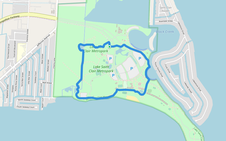 Lake Saint Clair walking route map in SELFRIDGE