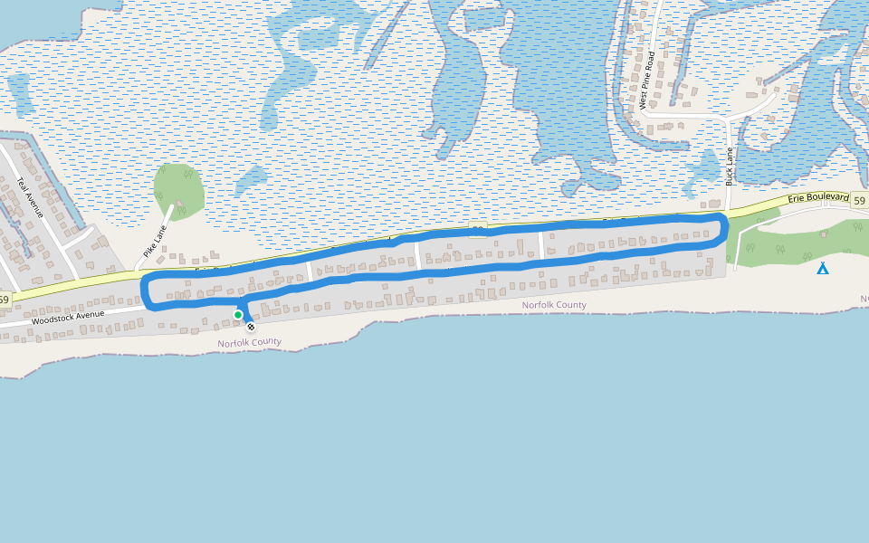 Woodstock walking route map in Port Rowan