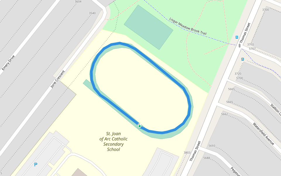 Churchill Meadows Community Common walking route map in Mississauga