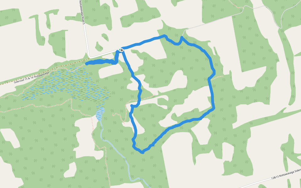 Nottawasaga Bluffs walking route map in Glen Huron