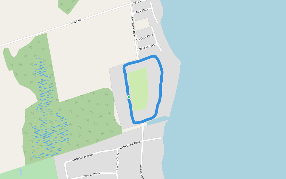 Lake Simcoe walking route map in Innisfil