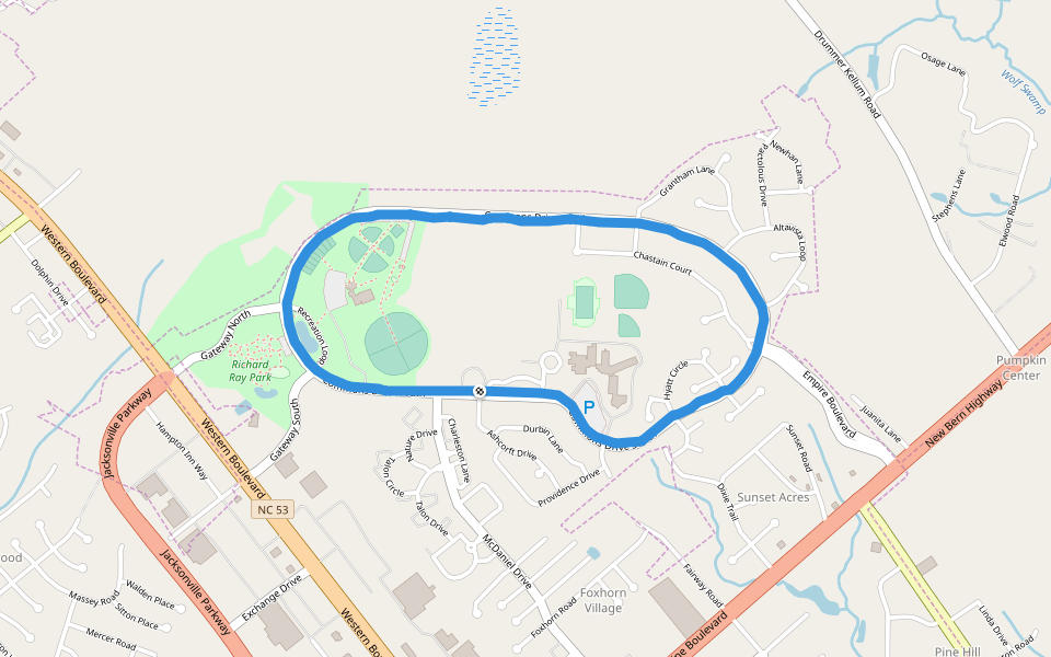 Jacksonville Commons walking route map in Jacksonville