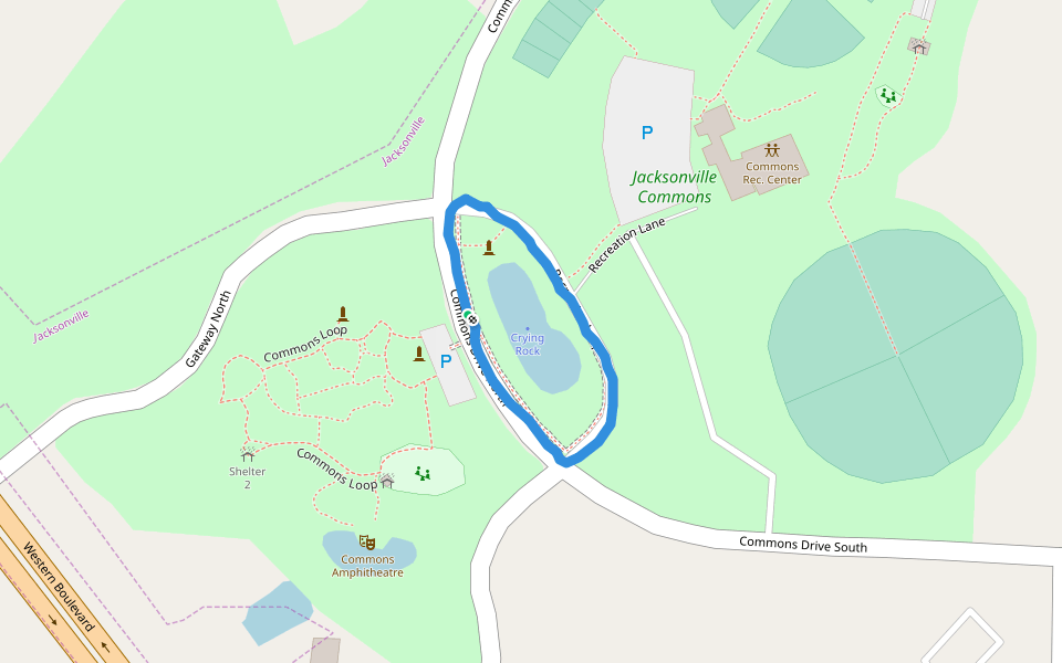 Jacksonville Commons walking route map in Jacksonville