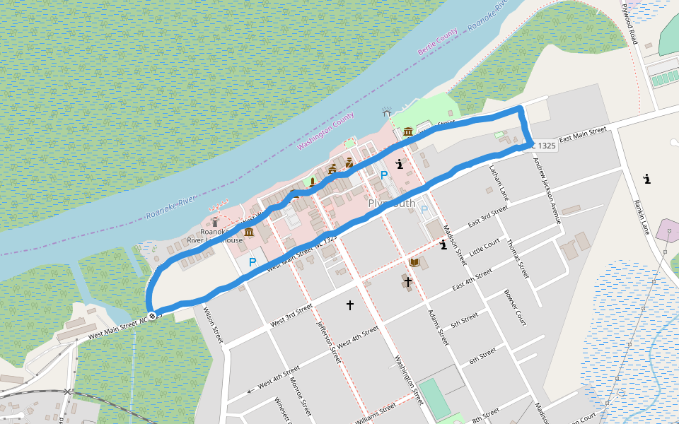 Water Street Park walking route map in Plymouth