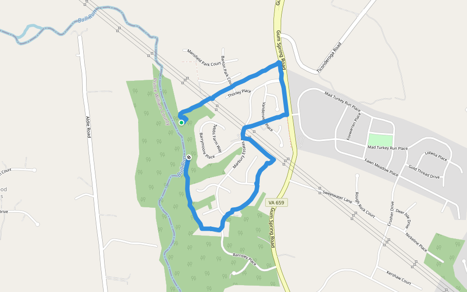 Marbury Perimiter walking route map in Chantilly