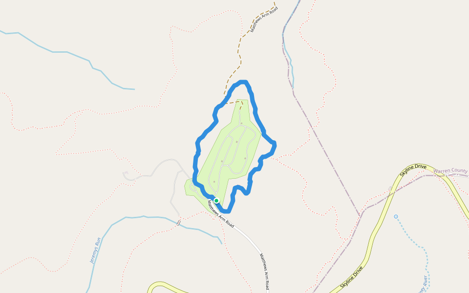 Matthews Arm Campground walking route map in Rileyville