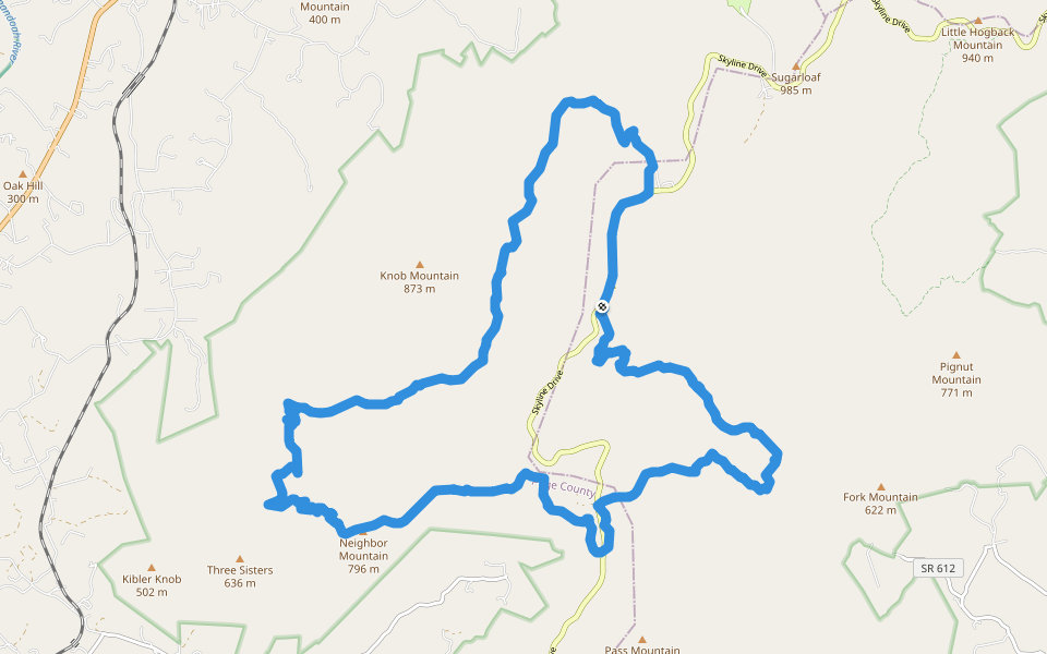Neighbor Mountain Trail walking route map in Rileyville
