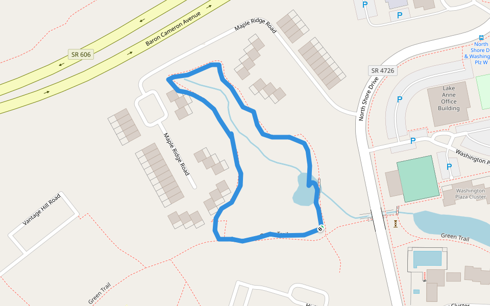 Reston Green Trail walking route map in Reston