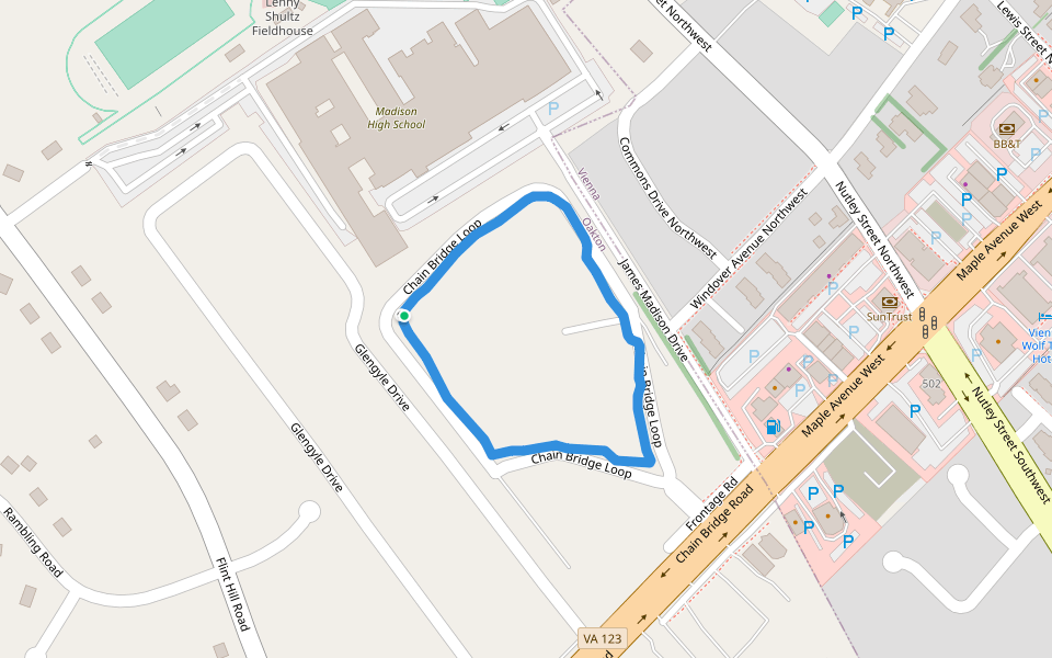 Madison High School walking route map in Vienna