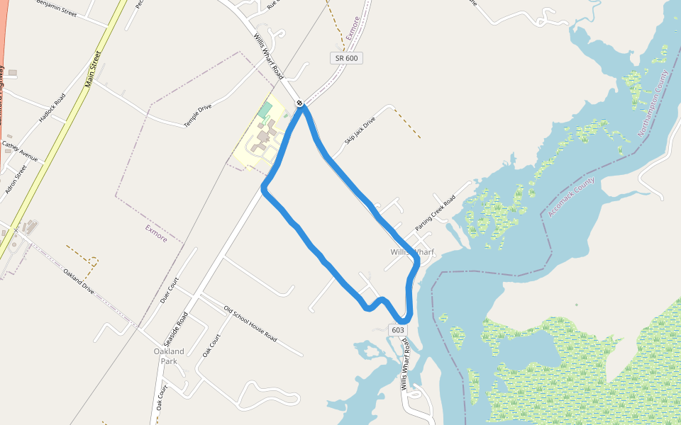 Occohannock Elementary School walking route map in Exmore