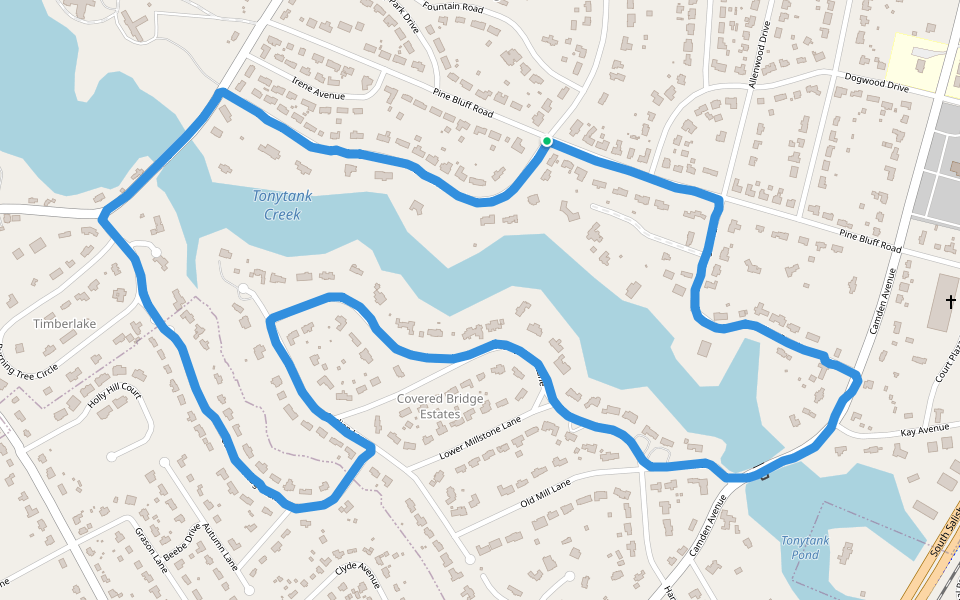 Tonytank Creek walking route map in Salisbury