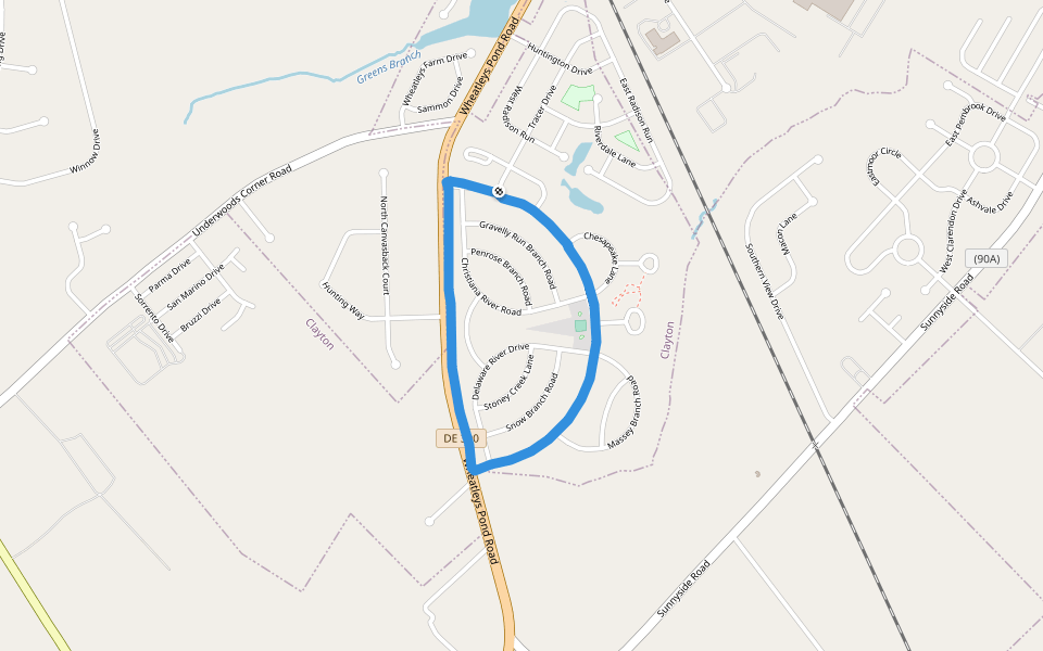 Providence Crossing Park walking route map in Clayton