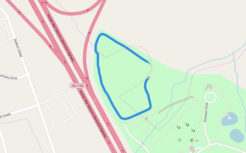 Big Oak Park walking route map in Smyrna