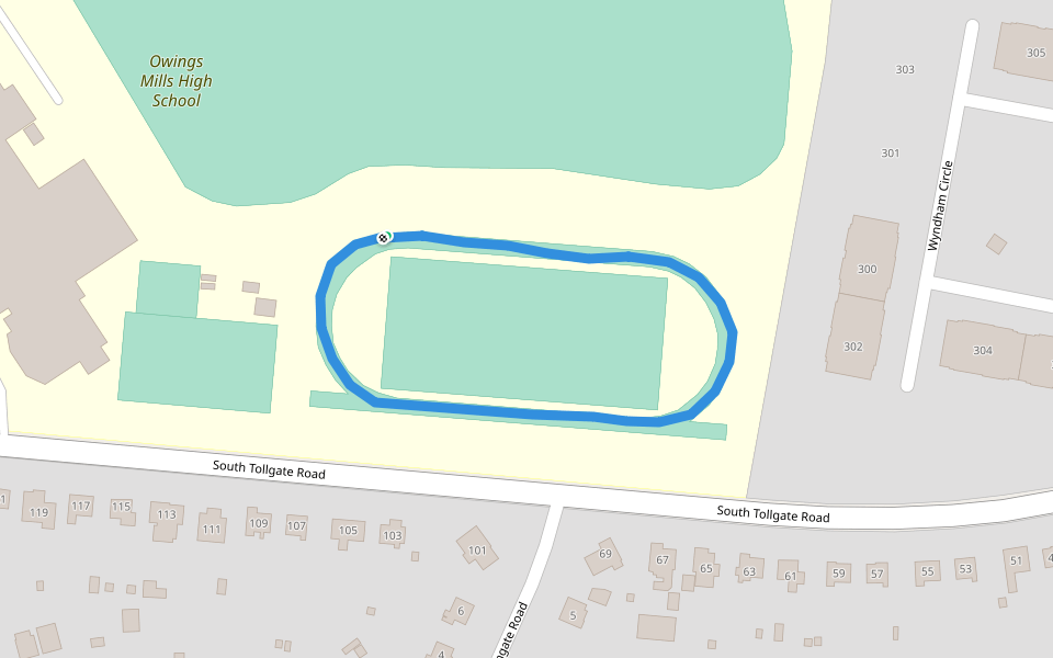 Owings Mills High School walking route map in Owings Mills