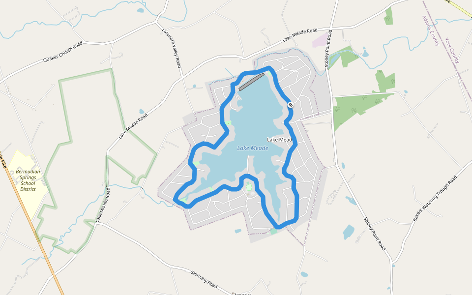 Lake Meade walking route map in East Berlin