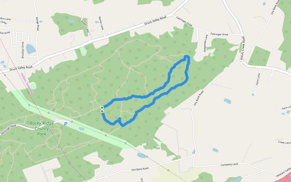 Rocky Ridge County Park walking route map in York
