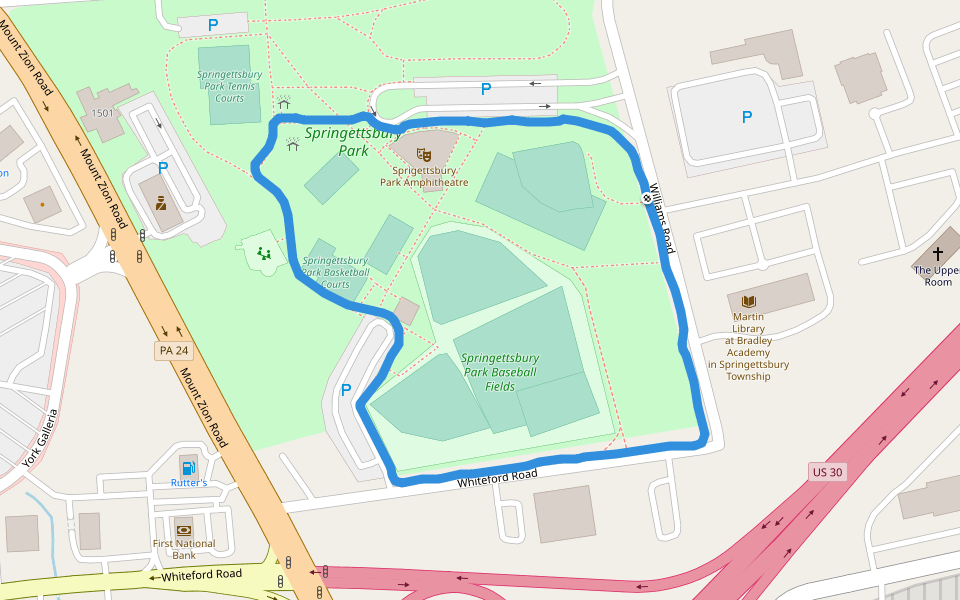Springettsbury Park walking route map in York
